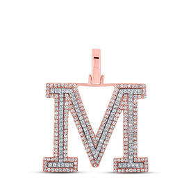 10kt Two-tone Gold Men's Round Diamond M Initial Letter Pendant 3/4 Cttw - A Dazzling Statement Piece by Splendid Jewellery - Alternate view 1 from Splendid Jewellery
