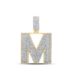 10kt Two-tone Gold Men's Diamond M Initial Letter Pendant - Captivating Charm Necklace - Alternate view 1 from Splendid Jewellery