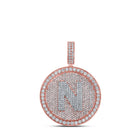 10kt Two-tone Gold Men's Round Diamond N Initial Letter Charm Pendant - 3-7/8 Cttw - Alternate view 1 from Splendid Jewellery