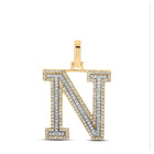 10kt Two-tone Gold Mens Round Diamond N Initial Letter Pendant 1/2 Cttw | Splendid Jewellery - The Dazzling Diamond Initial Pendant in Two-tone Gold - Alternate view 1 from Splendid Jewellery