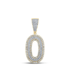 10kt Two-tone Gold Men's Round Diamond Number 0 Charm Pendant 3/4 Cttw | Striking Diamond Charm Pendant for Men | Splendid Jewellery - Alternate view 1 from Splendid Jewellery