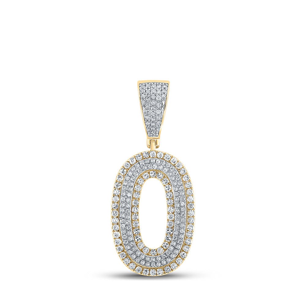 Men's Diamond Charm Pendant | 10kt Two-tone Gold Mens Round Diamond Number 0 Charm Pendant 3/4 Cttw | Splendid Jewellery GND