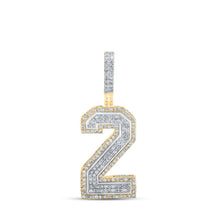 Load image into Gallery viewer, 10kt Two-tone Gold Men&#39;s Round Diamond Number 2 Charm Pendant - 1-1/3 Cttw - Alternate view 1 from Splendid Jewellery