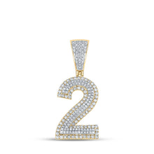 Load image into Gallery viewer, 10kt Two-tone Gold Men&#39;s Round Diamond Number 2 Charm Pendant - 3/4 Cttw | Splendid Jewellery - Alternate view 1 from Splendid Jewellery