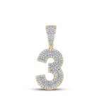 10kt Two-tone Gold Men's Diamond Number 3 Charm Pendant - 5/8 Cttw: A Dazzling Delight for Gentlemen - Alternate view 1 from Splendid Jewellery