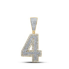 10kt Two-tone Gold Men's Round Diamond Number 4 Charm Pendant - Captivating Brilliance - Alternate view 1 from Splendid Jewellery