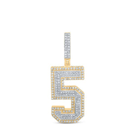 10kt Two-tone Gold Men's Round Diamond Number 5 Charm Pendant - 1-1/4 Cttw | Splendid Jewellery - Alternate view 1 from Splendid Jewellery