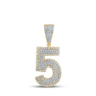 10kt Two-tone Gold Men's Round Diamond Number 5 Charm Pendant 3/4 Cttw - Dazzling Masculine Elegance - Alternate view 1 from Splendid Jewellery