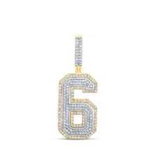 Load image into Gallery viewer, 10kt Two-tone Gold Men&#39;s Round Diamond Number 6 Charm Pendant 1-3/8 Cttw | Splendid Jewellery - Alternate view 1 from Splendid Jewellery