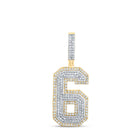 10kt Two-tone Gold Men's Round Diamond Number 6 Charm Pendant 1-3/8 Cttw | Splendid Jewellery - Alternate view 1 from Splendid Jewellery