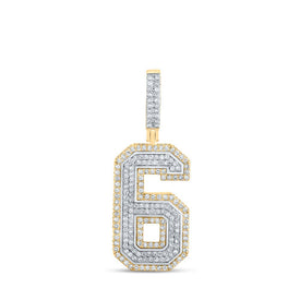 10kt Two-tone Gold Men's Round Diamond Number 6 Charm Pendant 1-3/8 Cttw | Splendid Jewellery - Alternate view 1 from Splendid Jewellery