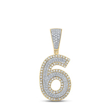 Load image into Gallery viewer, 10kt Two-tone Gold Men&#39;s Round Diamond Number 6 Charm Pendant - 3/4 Cttw - Alternate view 1 from Splendid Jewellery