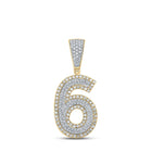 10kt Two-tone Gold Men's Round Diamond Number 6 Charm Pendant - 3/4 Cttw - Alternate view 1 from Splendid Jewellery