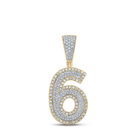 10kt Two-tone Gold Men's Round Diamond Number 6 Charm Pendant - 3/4 Cttw - Alternate view 1 from Splendid Jewellery
