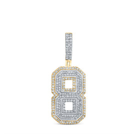 10kt Two-tone Gold Men's Round Diamond Number 8 Charm Pendant - 1-3/8 Cttw | Splendid Jewellery - Alternate view 1 from Splendid Jewellery
