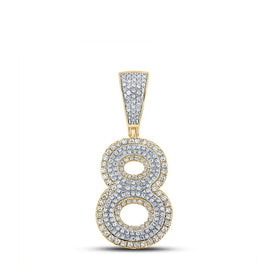 10kt Two-tone Gold Men's Diamond Number 8 Charm Pendant - 3/4 Cttw - Alternate view 1 from Splendid Jewellery
