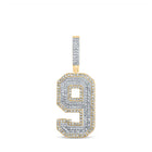 Captivating name: "Men's Radiant Round Diamond Number 9 Charm Pendant in Two-tone Gold" - Alternate view 1 from Splendid Jewellery