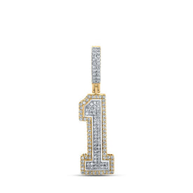 10kt Two-tone Gold Men's Round Diamond Number One Charm Pendant - 7/8 Cttw | Splendid Jewellery - Alternate view 1 from Splendid Jewellery