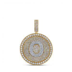 Men's Diamond Charm Pendant | 10kt Two-tone Gold Mens Round Diamond O Initial Letter Charm Pendant 3-7/8 Cttw | Splendid Jewellery GND