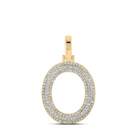 10kt Two-tone Gold Men's Round Diamond O Initial Letter Pendant 3/8 Cttw - Alternate view 1 from Splendid Jewellery