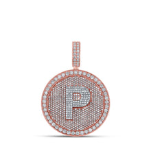 Load image into Gallery viewer, 10kt Two-tone Gold Men&#39;s Round Diamond P Initial Letter Charm Pendant - 4 Cttw - Alternate view 1 from Splendid Jewellery