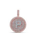 10kt Two-tone Gold Men's Round Diamond P Initial Letter Charm Pendant - 4 Cttw - Alternate view 1 from Splendid Jewellery