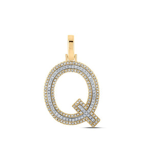 10kt Two-tone Gold Men's Round Diamond Q Initial Letter Pendant - 3/8 Cttw | Splendid Jewellery - Alternate view 1 from Splendid Jewellery