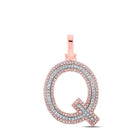 10kt Two-tone Gold Men's Diamond Q Initial Letter Pendant - 3/8 Cttw - Alternate view 1 from Splendid Jewellery