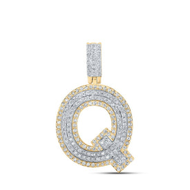 10kt Two-tone Gold Men's Diamond Q Initial Letter Pendant - A Captivating Charm - Alternate view 1 from Splendid Jewellery