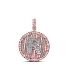 Load image into Gallery viewer, 10kt Two-tone Gold Mens Round Diamond R Initial Letter Charm Pendant 3-3/4 Cttw - Alternate view 1 from Splendid Jewellery
