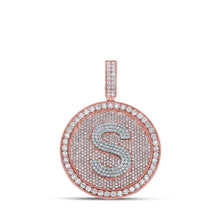Load image into Gallery viewer, 10kt Two-tone Gold Mens Round Diamond S Initial Letter Charm Pendant - 3-3/4 Cttw - Alternate view 1 from Splendid Jewellery
