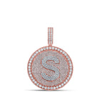 10kt Two-tone Gold Mens Round Diamond S Initial Letter Charm Pendant - 3-3/4 Cttw - Alternate view 1 from Splendid Jewellery