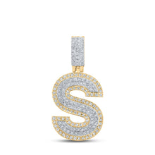 Load image into Gallery viewer, 10kt Two-tone Gold Men&#39;s Diamond S Initial Letter Pendant - 1/2 Cttw - Alternate view 1 from Splendid Jewellery