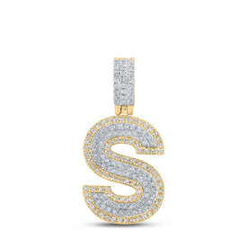 10kt Two-tone Gold Men's Diamond S Initial Letter Pendant - 1/2 Cttw - Alternate view 1 from Splendid Jewellery