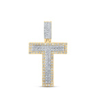 10kt Two-tone Gold Men's Diamond T Initial Charm Pendant - 3/8 Cttw - Alternate view 1 from Splendid Jewellery