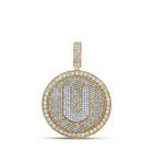 Men's Diamond U Initial Letter Charm Pendant in Two-tone Gold - 3-3/4 Cttw - Alternate view 1 from Splendid Jewellery