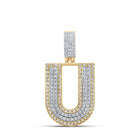 10kt Two-tone Gold Men's Round Diamond U Initial Letter Pendant 1/2 Cttw | Splendid Jewellery - Alternate view 1 from Splendid Jewellery