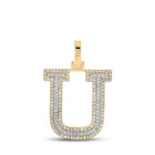 10kt Two-tone Gold Mens Round Diamond U Initial Letter Pendant 1/2 Cttw - Alternate view 1 from Splendid Jewellery