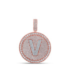 10kt Two-tone Gold Men's Round Diamond V Initial Letter Charm Pendant - 3-3/4 Cttw - Alternate view 1 from Splendid Jewellery