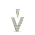 10kt Two-tone Gold Men's Round Diamond V Letter Charm Pendant - 3/4 Cttw | Splendid Jewellery - Alternate view 1 from Splendid Jewellery