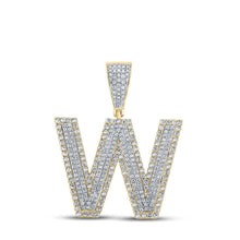 Load image into Gallery viewer, 10kt Two-tone Gold Mens Round Diamond W Initial Letter Charm Pendant 1-1/3 Cttw - Alternate view 1 from Splendid Jewellery