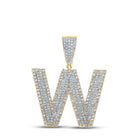 10kt Two-tone Gold Mens Round Diamond W Initial Letter Charm Pendant 1-1/3 Cttw - Alternate view 1 from Splendid Jewellery