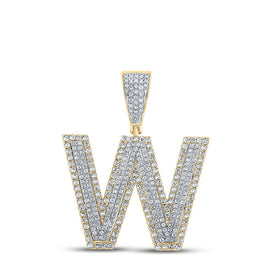 10kt Two-tone Gold Mens Round Diamond W Initial Letter Charm Pendant 1-1/3 Cttw - Alternate view 1 from Splendid Jewellery