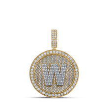 Load image into Gallery viewer, 10kt Two-tone Gold Men&#39;s Round Diamond W Initial Letter Charm Pendant - 3-5/8 Cttw - Alternate view 1 from Splendid Jewellery