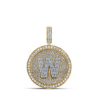 10kt Two-tone Gold Men's Round Diamond W Initial Letter Charm Pendant - 3-5/8 Cttw - Alternate view 1 from Splendid Jewellery