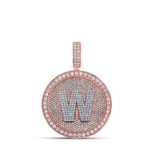 Load image into Gallery viewer, 10kt Two-tone Gold Men&#39;s Round Diamond W Initial Letter Charm Pendant - A Captivating Statement of Style and Elegance - Alternate view 1 from Splendid Jewellery