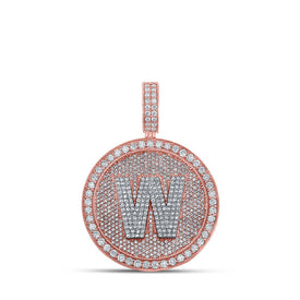 10kt Two-tone Gold Men's Round Diamond W Initial Letter Charm Pendant - A Captivating Statement of Style and Elegance - Alternate view 1 from Splendid Jewellery