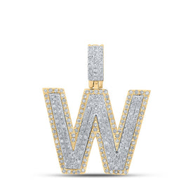 10kt Two-tone Gold Mens Round Diamond W Initial Letter Pendant 3/4 Cttw - Alternate view 1 from Splendid Jewellery