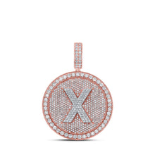 Load image into Gallery viewer, 10kt Two-tone Gold Men&#39;s Round Diamond X Circle Letter Charm Pendant - 3-3/4 Cttw | Splendid Jewellery - Alternate view 1 from Splendid Jewellery