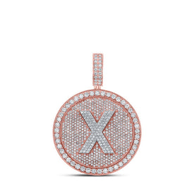 10kt Two-tone Gold Men's Round Diamond X Circle Letter Charm Pendant - 3-3/4 Cttw | Splendid Jewellery - Alternate view 1 from Splendid Jewellery